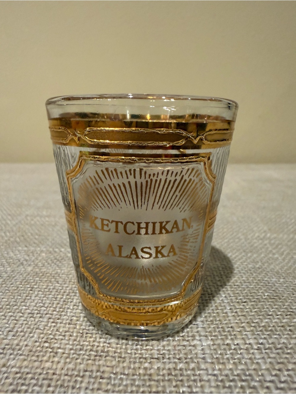 Vintage Culver 22K Gold Ketchikan Alaska Souvenir Shot Glass MCM Textured